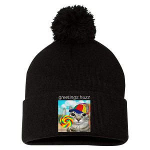 Greetings Huzz Funny Gen Z Gen Alpha Slang Meme Pom Pom 12in Knit Beanie