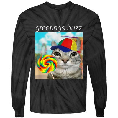 Greetings Huzz Funny Gen Z Gen Alpha Slang Meme Tie-Dye Long Sleeve Shirt