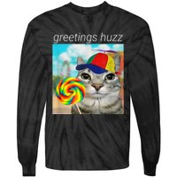 Greetings Huzz Funny Gen Z Gen Alpha Slang Meme Tie-Dye Long Sleeve Shirt