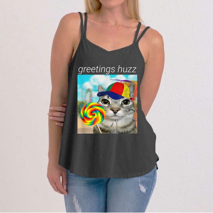 Greetings Huzz Funny Gen Z Gen Alpha Slang Meme Women's Strappy Tank