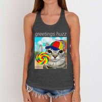 Greetings Huzz Funny Gen Z Gen Alpha Slang Meme Women's Knotted Racerback Tank