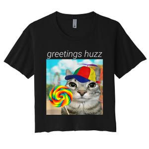 Greetings Huzz Funny Gen Z Gen Alpha Slang Meme Women's Crop Top Tee