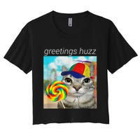 Greetings Huzz Funny Gen Z Gen Alpha Slang Meme Women's Crop Top Tee