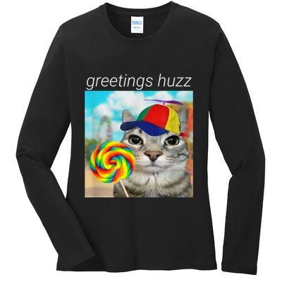 Greetings Huzz Funny Gen Z Gen Alpha Slang Meme Ladies Long Sleeve Shirt
