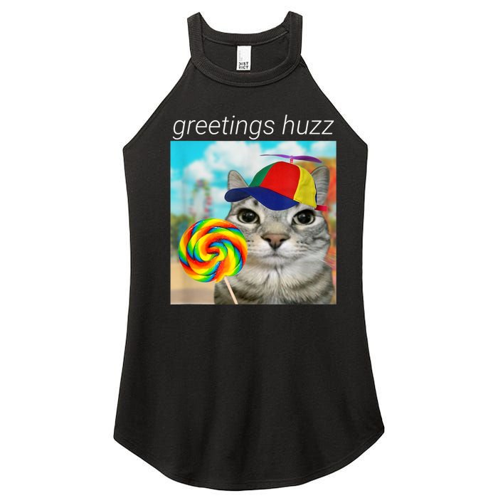 Greetings Huzz Funny Gen Z Gen Alpha Slang Meme Women's Perfect Tri Rocker Tank