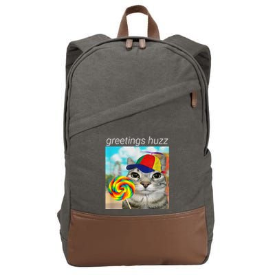 Greetings Huzz Funny Gen Z Gen Alpha Slang Meme Cotton Canvas Backpack