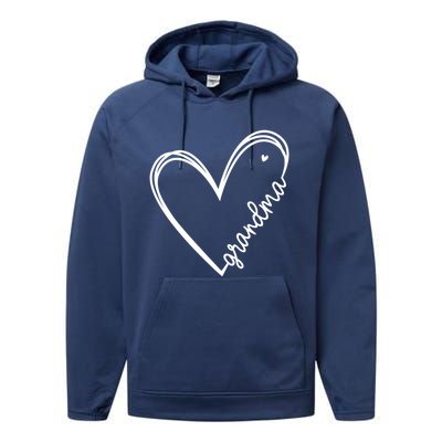 Grandma Heart For Christmas MotherS Day Birthdays Gift Performance Fleece Hoodie