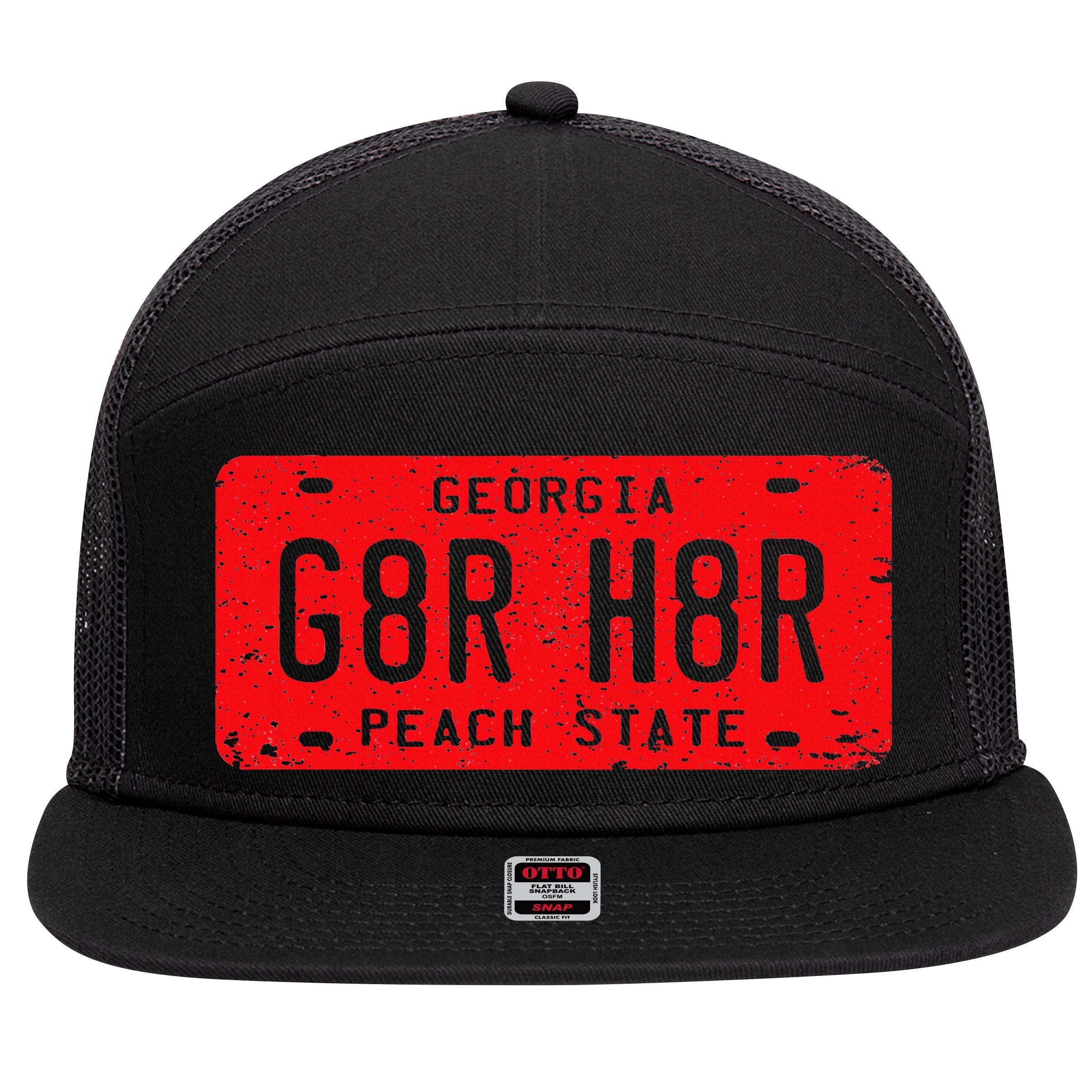 G8r H8r Georgia License Plate Football 7 Panel Mesh Trucker Snapback Hat