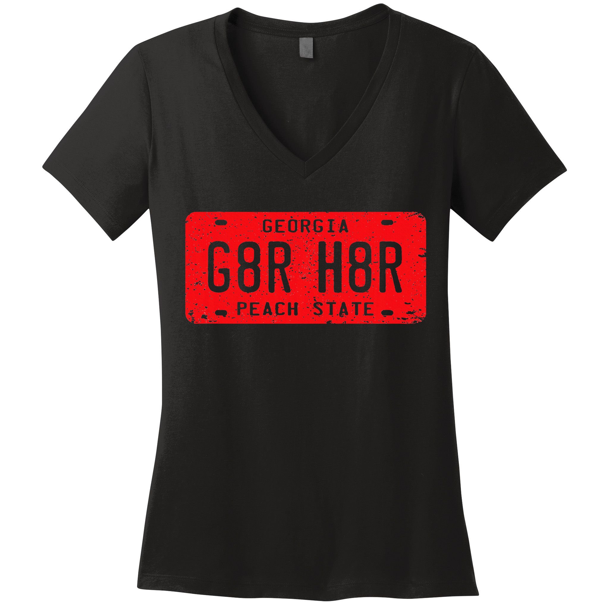 G8r H8r Georgia License Plate Football Women's V-Neck T-Shirt