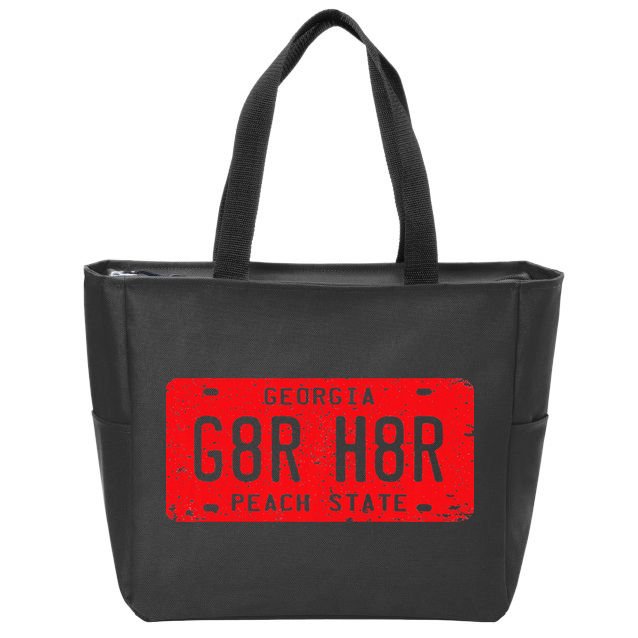 G8r H8r Georgia License Plate Football Zip Tote Bag