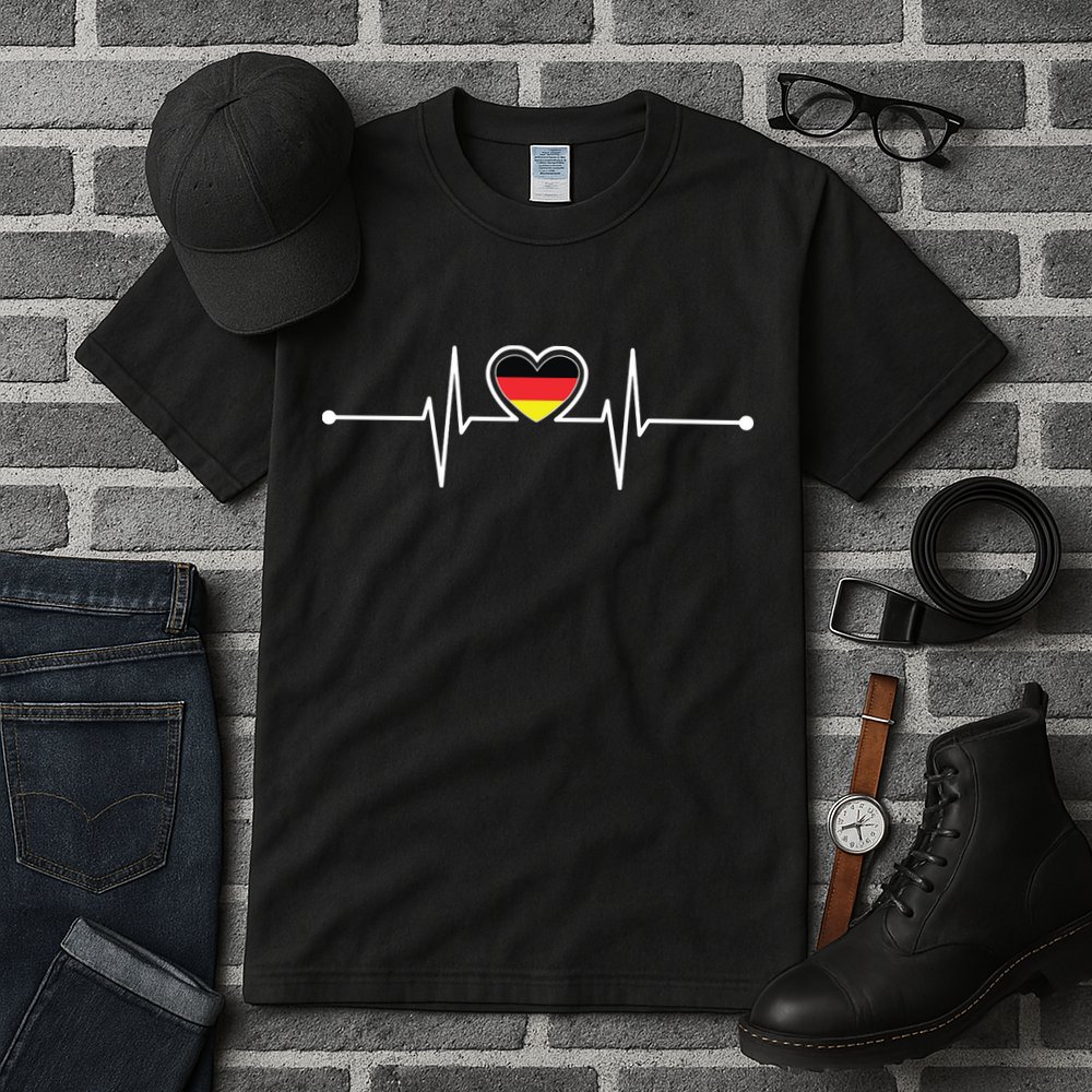 Germany Heartbeat German Gifts Team Germany Flag Design Tall T-Shirt