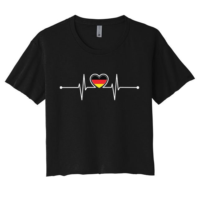 Germany Heartbeat German Gifts Team Germany Flag Design Women's Crop Top Tee
