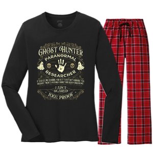 Ghost Hunter Ghost Hunting Halloween Paranormal Activity Women's Long Sleeve Flannel Pajama Set 