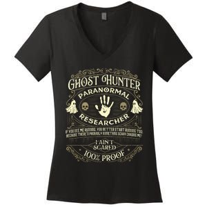 Ghost Hunter Ghost Hunting Halloween Paranormal Activity Women's V-Neck T-Shirt