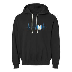 Guatemala Heart Guatemalan Heartbeat Ekg Pulse Chapin Mayan Garment-Dyed Fleece Hoodie