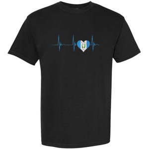 Guatemala Heart Guatemalan Heartbeat Ekg Pulse Chapin Mayan Garment-Dyed Heavyweight T-Shirt