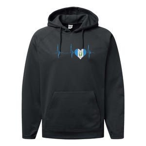 Guatemala Heart Guatemalan Heartbeat Ekg Pulse Chapin Mayan Performance Fleece Hoodie