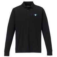 Guatemala Heart Guatemalan Heartbeat Ekg Pulse Chapin Mayan Performance Long Sleeve Polo