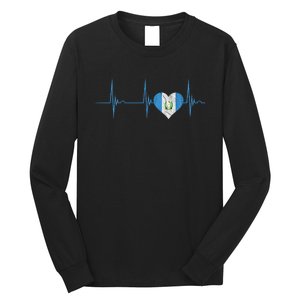 Guatemala Heart Guatemalan Heartbeat Ekg Pulse Chapin Mayan Long Sleeve Shirt