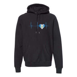 Guatemala Heart Guatemalan Heartbeat Ekg Pulse Chapin Mayan Premium Hoodie