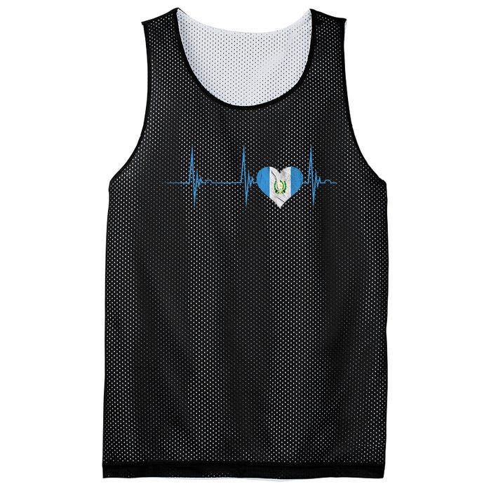 Guatemala Heart Guatemalan Heartbeat Ekg Pulse Chapin Mayan Mesh Reversible Basketball Jersey Tank