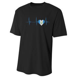 Guatemala Heart Guatemalan Heartbeat Ekg Pulse Chapin Mayan Performance Sprint T-Shirt