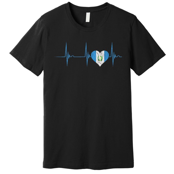 Guatemala Heart Guatemalan Heartbeat Ekg Pulse Chapin Mayan Premium T-Shirt