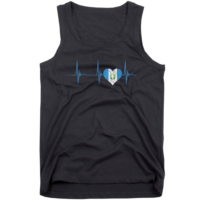 Guatemala Heart Guatemalan Heartbeat Ekg Pulse Chapin Mayan Tank Top