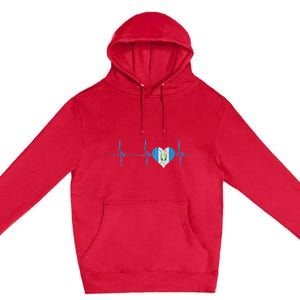 Guatemala Heart Guatemalan Heartbeat Ekg Pulse Chapin Mayan Premium Pullover Hoodie