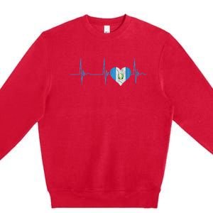 Guatemala Heart Guatemalan Heartbeat Ekg Pulse Chapin Mayan Premium Crewneck Sweatshirt