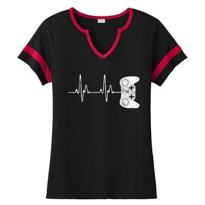 Gamer Heartbeat Great Gift Video Game Lover Funny Gift Funny Gift Ladies Halftime Notch Neck Tee