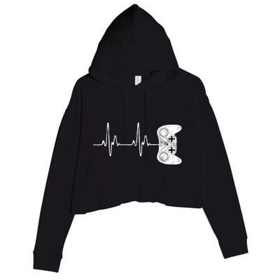 Gamer Heartbeat Great Gift Video Game Lover Funny Gift Funny Gift Crop Fleece Hoodie