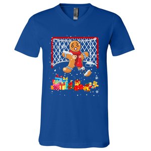 Gingerbread Hockey Goalie Xmas Gingerbread Hockey Player Great Gift V-Neck T-Shirt