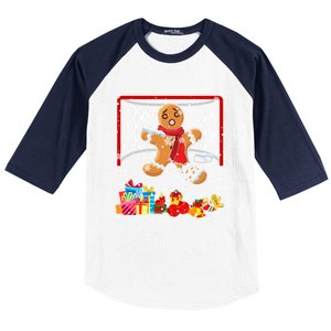 Gingerbread Hockey Goalie Xmas Gingerbread Hockey Player Great Gift Baseball Sleeve Shirt