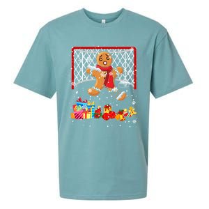 Gingerbread Hockey Goalie Xmas Gingerbread Hockey Player Great Gift Sueded Cloud Jersey T-Shirt