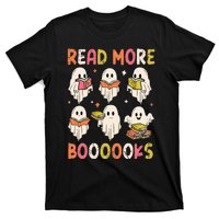 Groovy Halloween Ghost Read More Boooooks Librarian Teacher T-Shirt