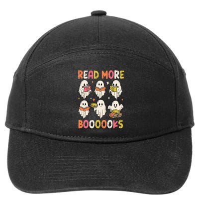 Groovy Halloween Ghost Read More Boooooks Librarian Teacher 7-Panel Snapback Hat