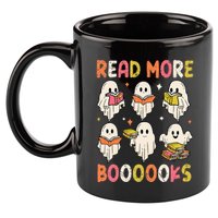 Groovy Halloween Ghost Read More Boooooks Librarian Teacher 11oz C Handle Ceramic Mug
