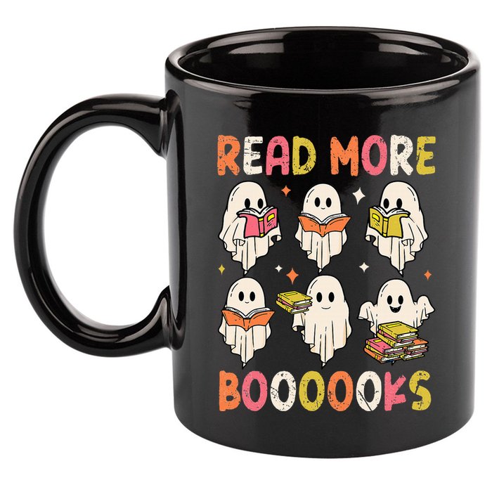 Groovy Halloween Ghost Read More Boooooks Librarian Teacher 11oz C Handle Ceramic Mug