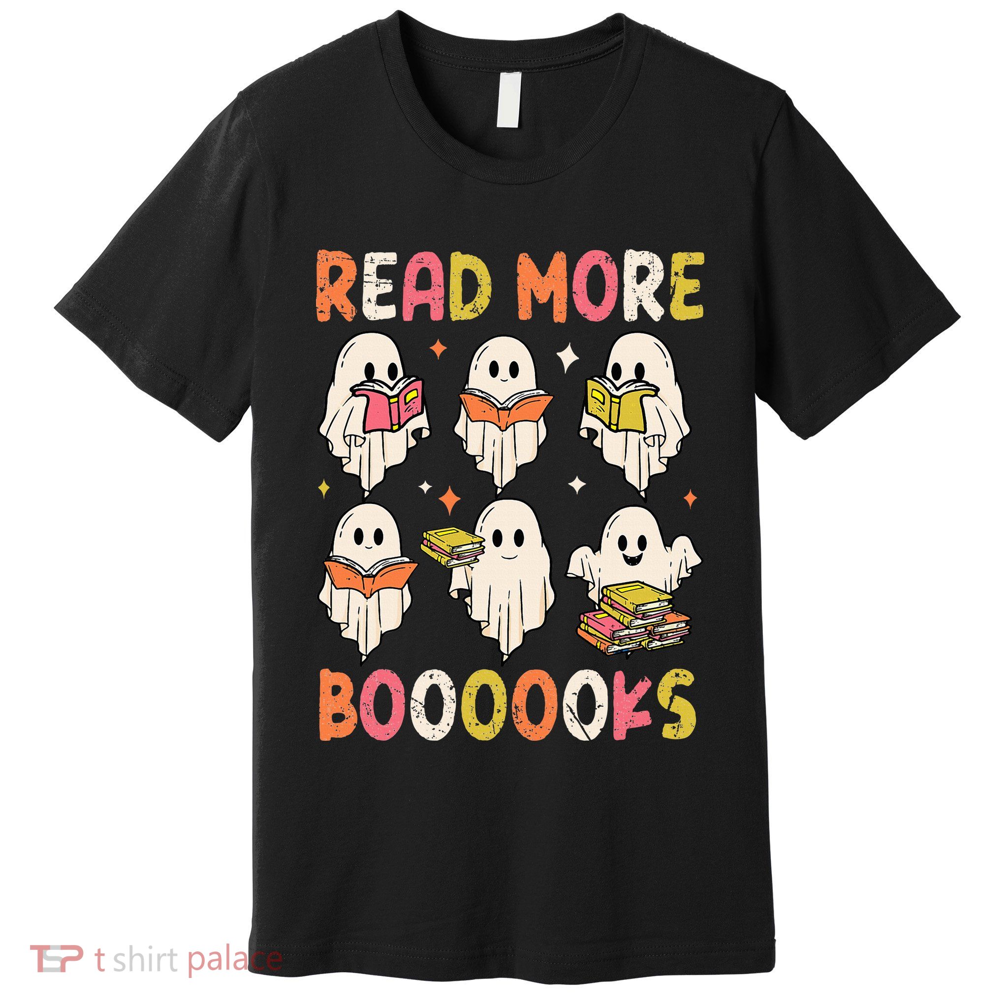 Groovy Halloween Ghost Read More Boooooks Librarian Teacher Premium T-Shirt