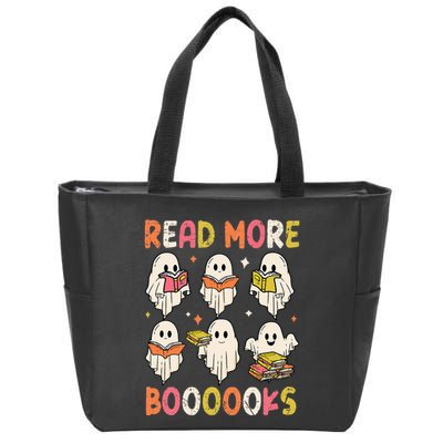 Groovy Halloween Ghost Read More Boooooks Librarian Teacher Zip Tote Bag