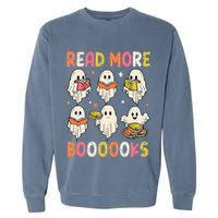 Groovy Halloween Ghost Read More Boooooks Librarian Teacher Garment-Dyed Sweatshirt