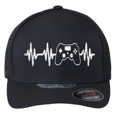 Gaming Heartbeat Game Controller Gamer Teen Flexfit Unipanel Trucker Cap