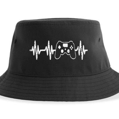 Gaming Heartbeat Game Controller Gamer Teen Sustainable Bucket Hat