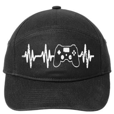 Gaming Heartbeat Game Controller Gamer Teen 7-Panel Snapback Hat