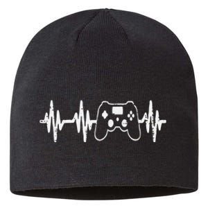 Gaming Heartbeat Game Controller Gamer Teen Sustainable Beanie