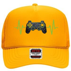 Gamer Heartbeat Gaming Video Games Girls Teens High Crown Mesh Back Trucker Hat