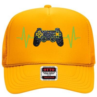 Gamer Heartbeat Gaming Video Games Girls Teens High Crown Mesh Back Trucker Hat