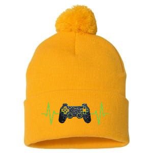 Gamer Heartbeat Gaming Video Games Girls Teens Pom Pom 12in Knit Beanie