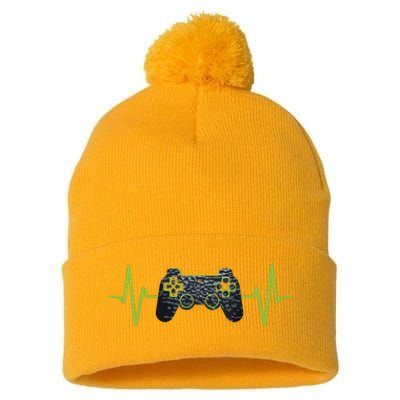 Gamer Heartbeat Gaming Video Games Girls Teens Pom Pom 12in Knit Beanie